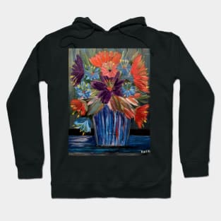 A lovely boutique of abstract vibrant bright colorful  flowers in a glass vase Hoodie